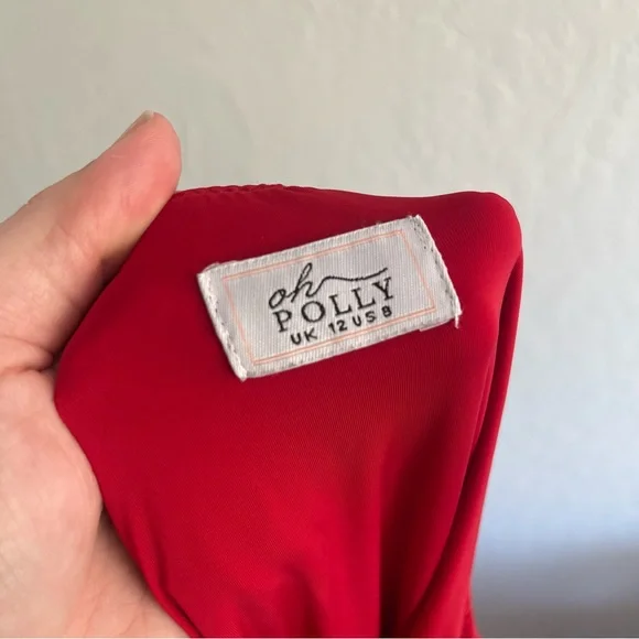 Oh Polly Sabine Mid Rise Maxi Skirt in Fire Red Heart Detail Womens Size 8 - Picture 9 of 9